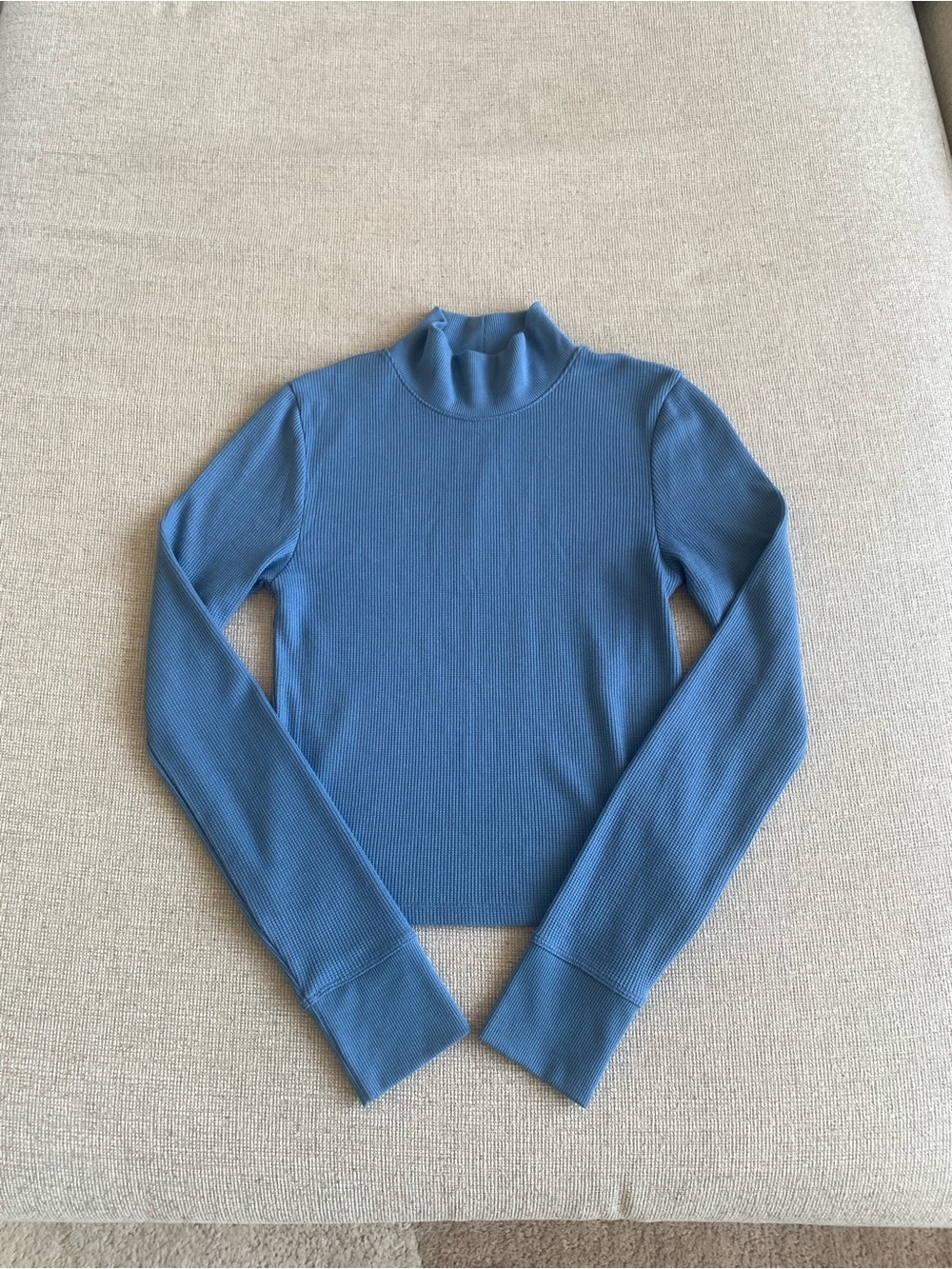 American Eagle Blue Mock Neck Long Sleeve Shirt
